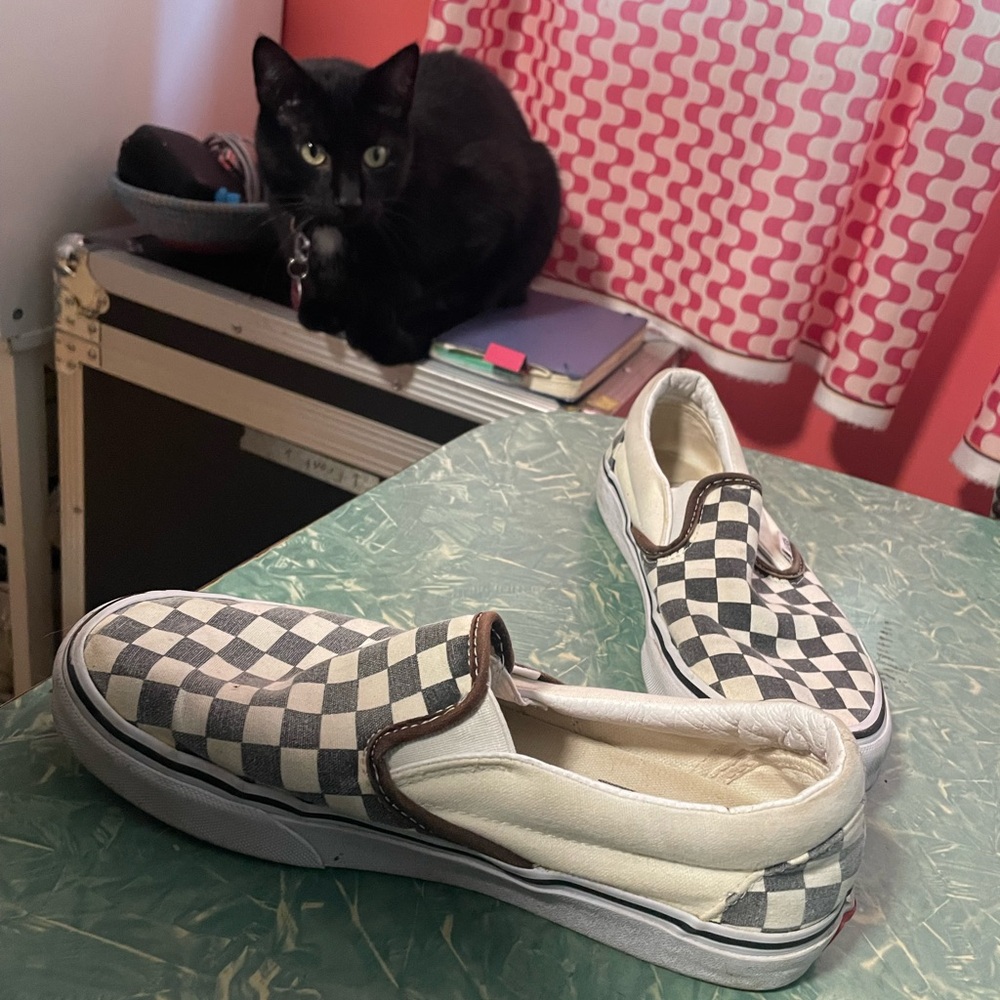 Vintage Checkered Vans - Red Label - M6 W7.5